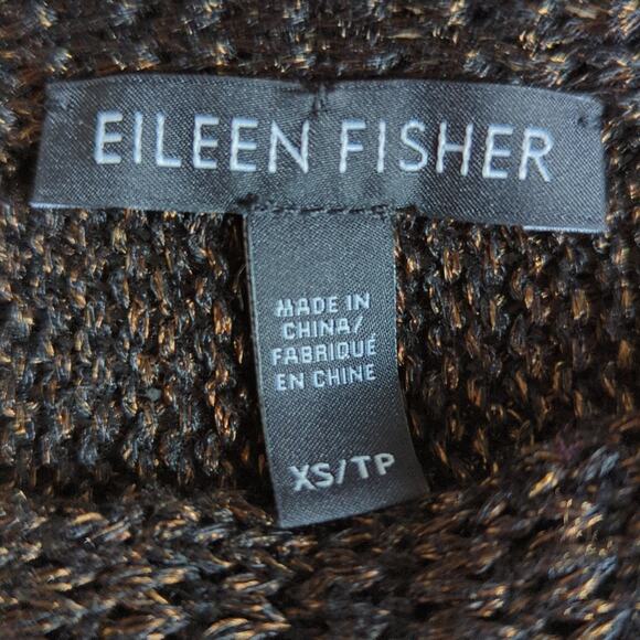 Eileen Fisher Organic Linen Blend Open 3/4 Sleeve Lightweight Summer Sweater - Picture 3 of 6